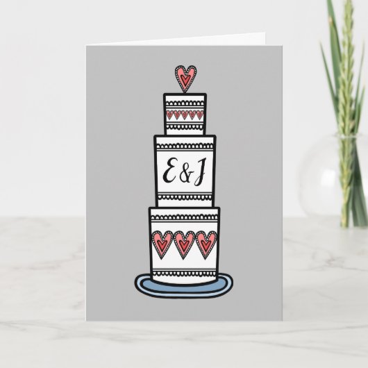 Custom Wedding Cake Illustration Wedding Card Karte (Vorderseite)