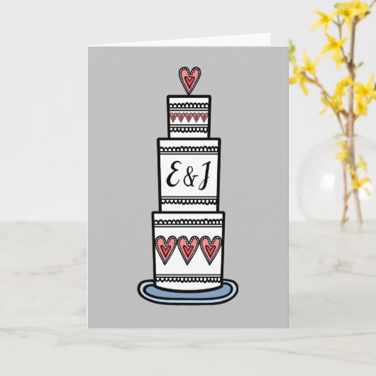 Custom Wedding Cake Illustration Wedding Card Karte (Gelbe Blume)