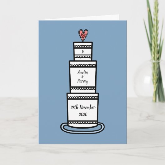 Custom Wedding Cake Illustration Wedding Card Karte (Vorderseite)