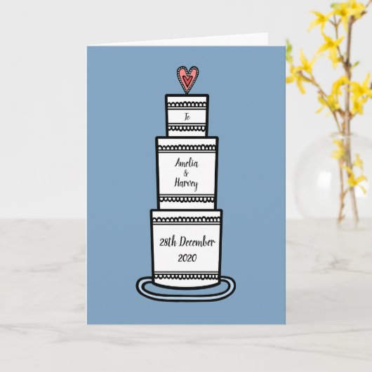 Custom Wedding Cake Illustration Wedding Card Karte (Gelbe Blume)