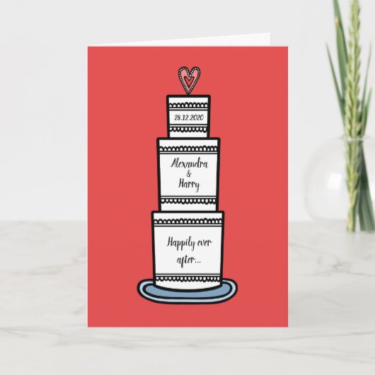 Custom Wedding Cake Illustration Wedding Card Karte (Vorderseite)