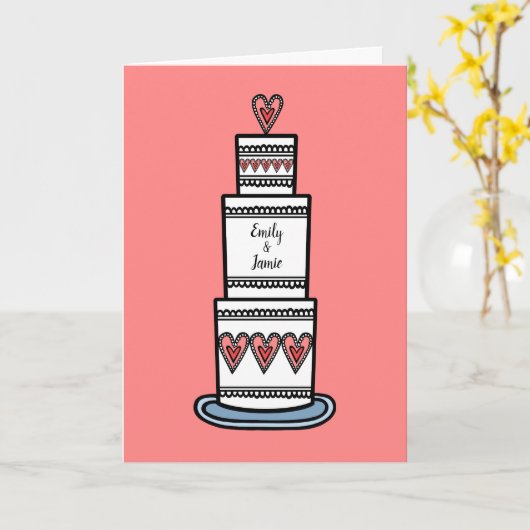 Custom Wedding Cake Illustration Wedding Card Karte (Gelbe Blume)