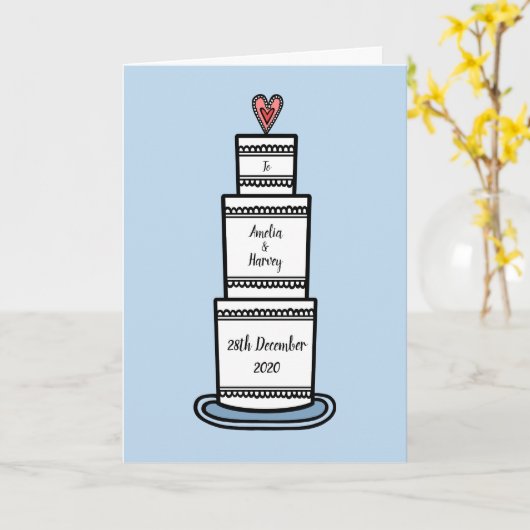 Custom Wedding Cake Illustration Wedding Card Karte (Gelbe Blume)