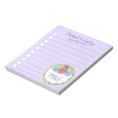 Custom Wedding Checklist Lila Floral Cake Gefallen Notizblock (Rotiert)