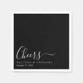 Custom Wedding Cheers Cocktail Black White Napkins Serviette (Vorderseite)