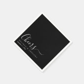 Custom Wedding Cheers Cocktail Black White Napkins Serviette (Ecke)