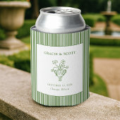 Custom Wedding Classic Green Floral Stripe Dosenkühler