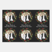 Custom Wedding Couple Weihnachts Foto Chic Black Geschenkpapier Set (Vorderseite 2)