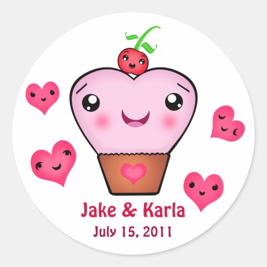 Custom Wedding / Couples Kawaii Sticker (Vorderseite)