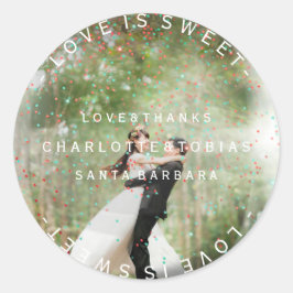 Custom Wedding dank Aquamarinem rosa Foto Babble Runder Aufkleber