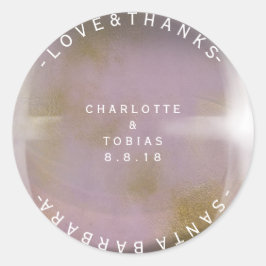 Custom Wedding dank Lilac Gold Lavender Glass Runder Aufkleber