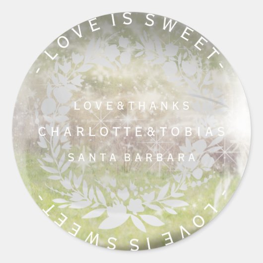 Custom Wedding dank Mint Green Glass Runder Aufkleber (Vorderseite)