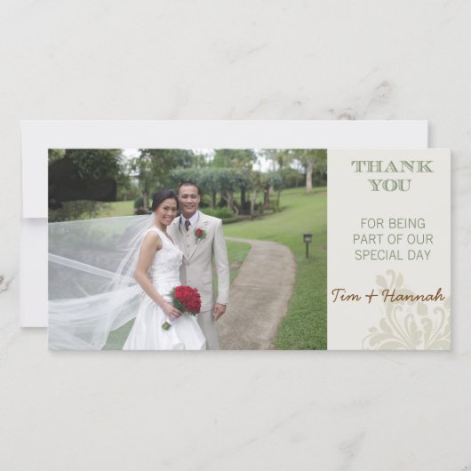 Custom Wedding danke Ihnen Foto Card (Vorderseite)