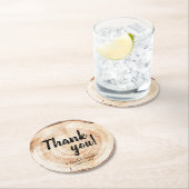 Custom Wedding danke Ihnen Holz Grain Rustic Runder Pappuntersetzer (Vor Ort)