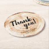 Custom Wedding danke Ihnen Holz Grain Rustic Runder Pappuntersetzer (Angewinkelt)