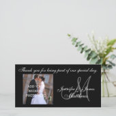 Custom Wedding danke Monogram Foto Card (Stehend Vorderseite)