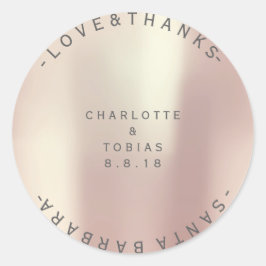 Custom Wedding Danke Pearly Blush Champaign Gray Runder Aufkleber