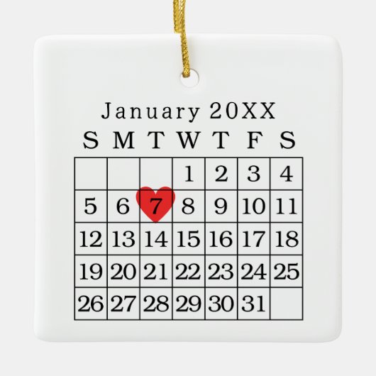 Custom Wedding Date Kalender Weihnachtsschmuck (Vorderseite)