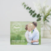 Custom Wedding Date Logo Foto Hochzeit Vielen Dank Postkarte (Stehend Vorderseite)