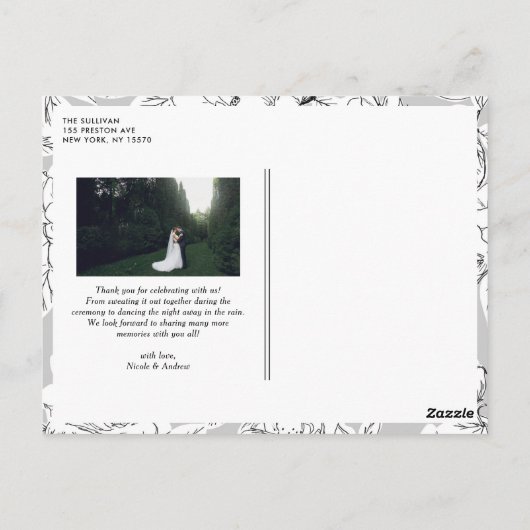 Custom Wedding Date Logo Foto Hochzeit Vielen Dank Postkarte (Rückseite)