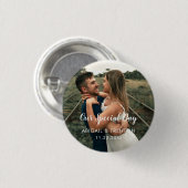 Custom Wedding Day Foto Button (Vorne & Hinten)