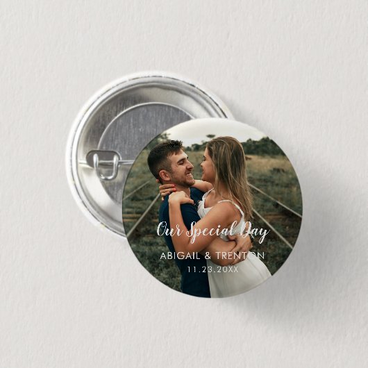 Custom Wedding Day Foto Button (Vorne & Hinten)