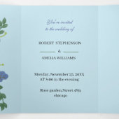 Custom Wedding Elegante Lila Blume Dreifach Gefaltete Einladung (Innenseite Mitte)