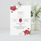 Custom Wedding Elegante Red Blume Einladung (Stehend Vorderseite)