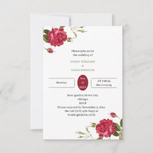 Custom Wedding Elegante Red Blume Einladung