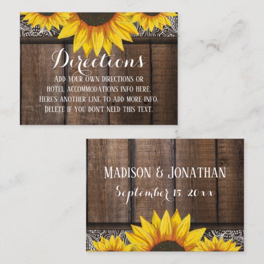 Custom Wedding Enclosure Card: Anfahrt oder Hotel Visitenkarte (Vorne/Hinten)