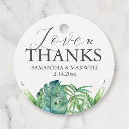 Custom Wedding Favor Tags Tropical Palm Blätter Geschenkanhänger