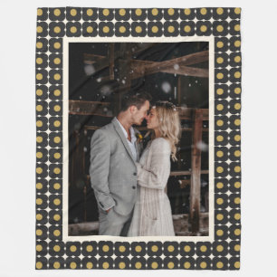 Custom Wedding Foto Anniversary Black Gold Motif Fleecedecke