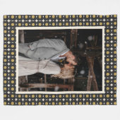 Custom Wedding Foto Anniversary Black Gold Motif Fleecedecke (Vorderseite (Horizontal))