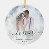 Custom Wedding Foto Forever Personalisiert Gray Keramik Ornament (Vorne)