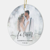 Custom Wedding Foto Forever Personalisiert Gray Keramik Ornament (Links)