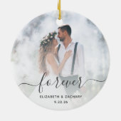 Custom Wedding Foto Forever Personalisiert Gray Keramik Ornament (Hinten)