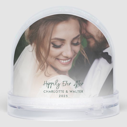 Custom Wedding Foto glücklich immer Weihnachten Schneekugeln (Rückseite)
