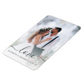 Custom Wedding Foto Liebe Grau Script Magnet (Linke Seite)