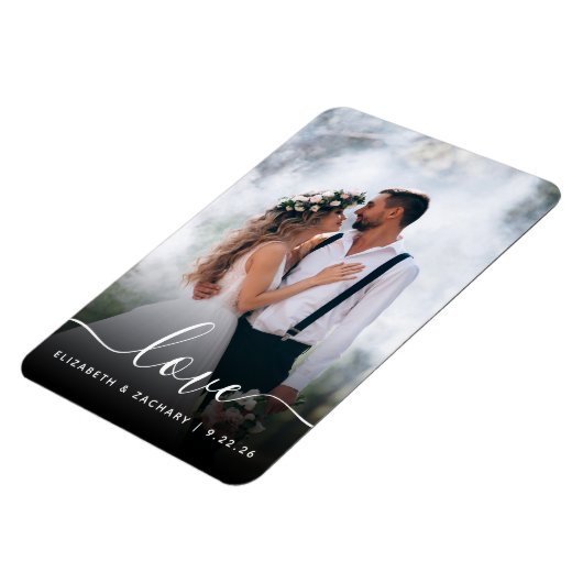 Custom Wedding Foto Liebe White Script Magnet (Linke Seite)