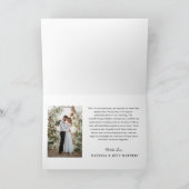 Custom Wedding Foto mit einer eleganten Kalligraph Dankeskarte (Innenseite)