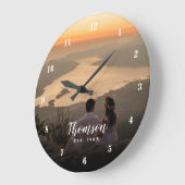 Custom Wedding Foto Mit Monogramm Große Wanduhr (Winkel)