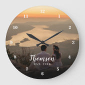 Custom Wedding Foto Mit Monogramm Große Wanduhr (Vorderseite)