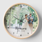 Custom Wedding Foto Mit Monogramm Uhr (Vorderseite)