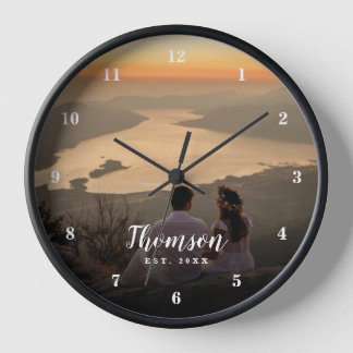 Custom Wedding Foto Mit Monogramm Uhr