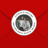 Custom Wedding Foto Moderne Rücksendeadresse Runder Aufkleber