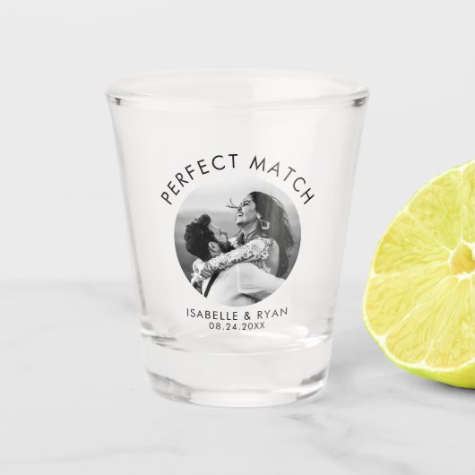 Custom Wedding Foto Modernes Minimalistisches Eleg Schnapsglas (Vorderseite)