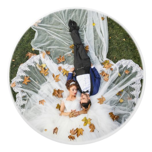Custom Wedding Foto Personalisiert Keramikknauf (Vorderseite)