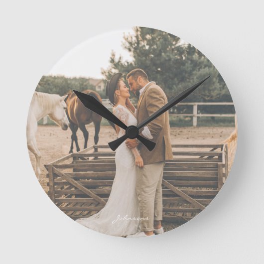 Custom Wedding Foto Runde Wanduhr (Vorderseite)