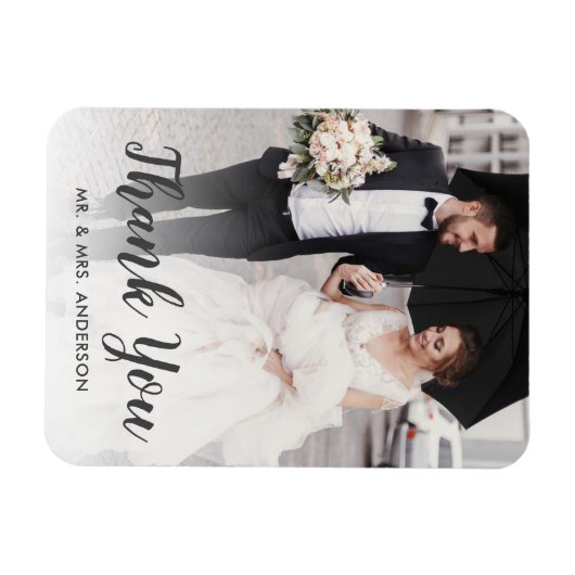 Custom Wedding Foto Script Vielen Dank Magnet (Horizontal)