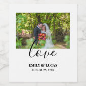 Custom Wedding Foto Simple Elegante Calligraphy Weinetikett (Einzelnes Label)